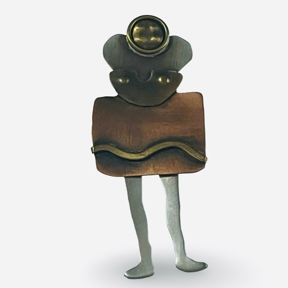 Jewelry - Vintage Copper Tone Figural Articulated Metal Brooch